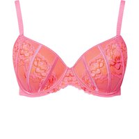 Yours Women's Lace Padded Plunge Bra in Pink | Size: 42F