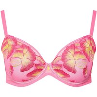Yours Women's Floral Embroidered Underwired Bra in Pink | Size: 46DD