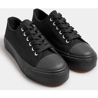 Long Tall Sally Women's Canvas Flatform Trainers in Black | Size: 9