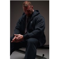 BadRhino Men's 'Rest Day' Zip Through Hoodie in Dark Navy | Size: 1XL