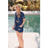 Long Tall Sally Women's Tall Embroidered Shorts in Dark Navy | Size: 16
