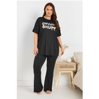 Yours Women's Flare Pyjama Bottoms in Black | Size: 14-16