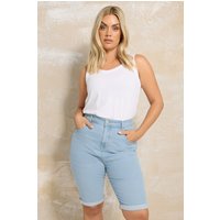 Yours Women's Turn Up Denim Shorts in Light Blue | Size: 22