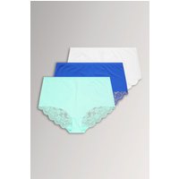 Yours Women's 3 Pack Lace Back High Waisted Knickers in Blue | Size: 38-40