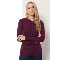 Long Tall Sally Women's Tall Crew Neck Button Cardigan in Dark Red | Size: 10-12