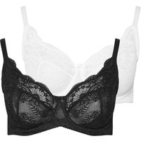 Yours Women's 2 Pack Swirl Lace Bras in Black | Size: 48C
