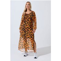 Yours Tortoise Shell Ruffle Maxi Dress