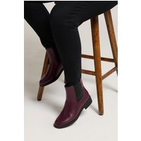 Yours Women's Faux Leather Chelsea Ankle Boots in Burgundy | Size: 7EEE