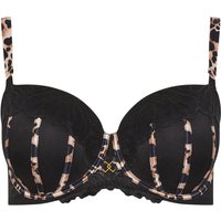 Yours Women's Lace Leopard Trim Padded Bra in Black | Size: 42C