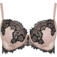 Yours Women's Lace Trim Underwired Bra in Pink | Size: 40D