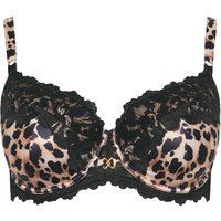 Yours Women's Leopard Print Lace Padded Bra in Black | Size: 44DD