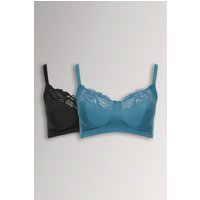 Yours Women's 2 Pack Lace Bras in Teal | Size: 42F