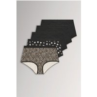 Yours Women's 5 Pack High Waisted Full Briefs in Black | Size: 18-20