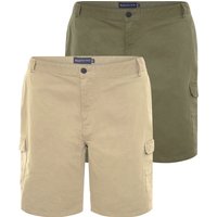 BadRhino Men's 2 Pack Stretch Cargo Shorts in Light Khaki | Size: 48R