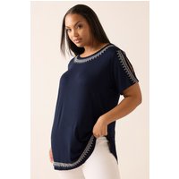 Embroidered Short Sleeve T Shirt Dark