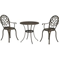 OUTSUNNY 3PCs Bistro Set, Aluminium Garden Table & Chairs Bronze Tone