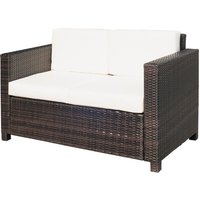 OUTSUNNY Rattan Wicker 2-seat Sofa Loveseat Padded Garden Furniture Brown