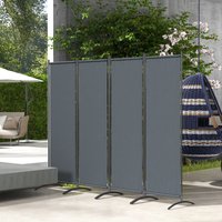 OUTSUNNY 4 Panel Folding Room Divider, Portable Metal Partition Separator in Dark Grey