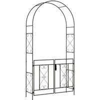 OUTSUNNY Metal Garden Arch with Double Gate, Garden Arbor Climbing Plants in Black