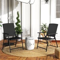 OUTSUNNY 2pcs Rattan Chair Foldable Garden Furniture w/ Armrest Black | Size: 2 Person