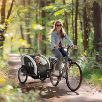HOMCOM 2 Seat Bike Trailer with 5 Point Harness, for 18+ Months in Black