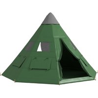 OUTSUNNY 6-7 Person Large Family Party Camping Tent W/ Carrying Bag in Green