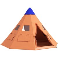 OUTSUNNY 6-7 Person Large Family Party Camping Tent W/ Carrying Bag in Orange