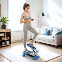 HOMCOM Portable Mini Stepper Step Machine for Home Gym Office Exercise Workout in Blue