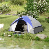 OUTSUNNY 2 Man Camping Tent w/ Sewn-in Groundsheet, 3000mm Waterproof in Dark Blue