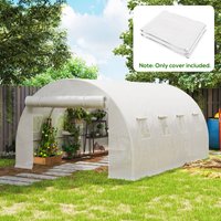 OUTSUNNY 4 x 3 x 2m Greenhouse Replacement Cover ONLY for Tunnel Greenhouse in White