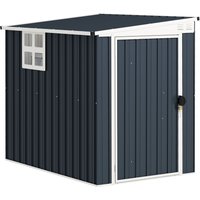 OUTSUNNY Outdoor Garden Storage Shed with Window, Dark Grey
