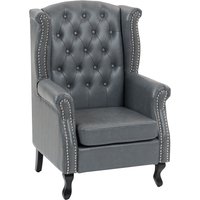 HOMCOM Chesterfield-style Wing Back Armchair Tufted Accent Chair Grey | Size: 1 Seater