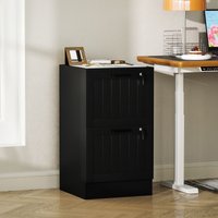 HOMCOM 2 Drawer File Cabinet with Lock & Adjustable Hanging Bars, Black | Size: Small
