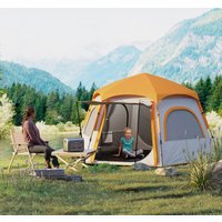 OUTSUNNY Instant Camping Tent, 4 Person Easy Setup Dome Tent in Light Grey