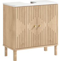 HOMCOM Under Sink Bathroom Cabinet for Basin without or with Pedestal, Oak in Light Oak