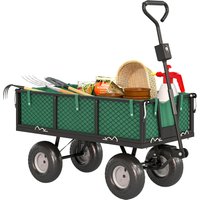 OUTSUNNY Garden Cart with Removable Liner, Quick-Release Sides, Green