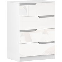 HOMCOM 4 Drawer Chest of Drawers for Bedroom, 60 x 40 x 85cm, White | Size: 60 x 40 x 85 cm