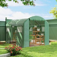 OUTSUNNY Polytunnel Greenhouse with 3 Roll-up Doors, 3 x 2 x 2m, Green | Size: Small