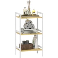 HOMCOM 3-Tier Bamboo Bathroom Storage Shelf with Adjustable Rack in White
