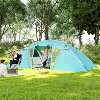 OUTSUNNY 4-6 Man Family Camping Tent w/ 2 Bedrooms, a Living Room, Blue