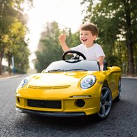 AIYAPLAY Electric Car for Kids 12V Licensed RUF GT for 3-5 Years in Yellow