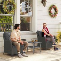 OUTSUNNY 2 Pieces Rattan Garden Chairs, Cushioned Rattan Chairs, Dark Grey | Size: 2 Pack