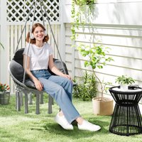 OUTSUNNY Hammock Chair, Boho Hanging Swing Chair with Cushion, Dark Grey