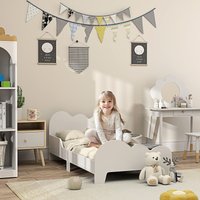 AIYAPLAY Cloud-Themed Toddler Bed with Safety Rails, 143.5 x 74.5 x 56cm in White | Size: 1 Pack