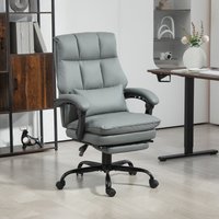 HOMCOM Executive Office Chair, PU Leather Desk Chair with Armrests in Grey