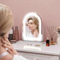 HOMCOM Vanity Mirror with 3 Colour Light, 360 Degree Rotation, Touch Screen in White