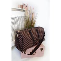 Indigo Checked Print Overnight Bag Light