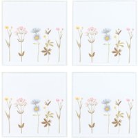 Something Different Glass Floral Coasters (Pack of 4) in White