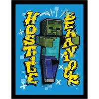 Minecraft Hostige Behaviour Framed Poster in Blue