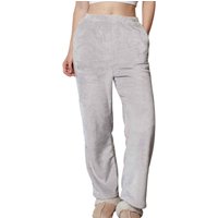 Brand Lab Women's Plush Fleece Lounge Pants in Silver | Size: 8-10